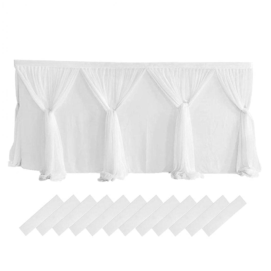White 30 Inch Pleated Rectangle Polyester Table Skirt for Wedding Birthday Parties Banquet Tablewear Catering Event Decoration 1 Piece 6ft