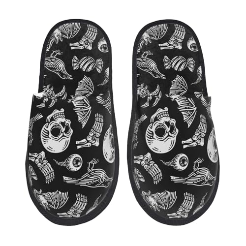 Skull Bird Bat Spider Print House Slippers For Women And Men,Soft Slippers With Memory Foam,Non-Slip Indoor Home Shoes