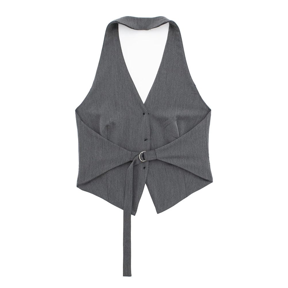 Gilet da donna senza maniche con schiena aperta, senza maniche, con schiena scoperta, gilet da lavoro