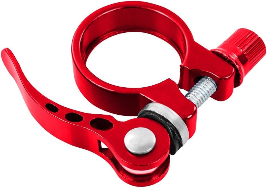 Red 28.6mm,31.8mm,34.9mm Bike Seat Post Clamp Quick Release Bicycle Seatpost Clamp Aluminium Alloy Tube Clip for Road Bike Casual Bike, Multiple Colors Seat Clamps