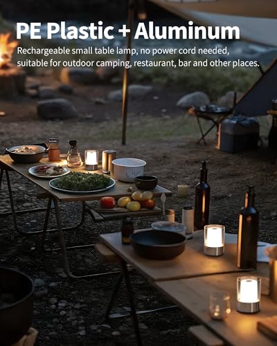 Image of 4 inch Chrome Cordless Table Lamp 2 Pack, Outdoor Rechargeable Lamp