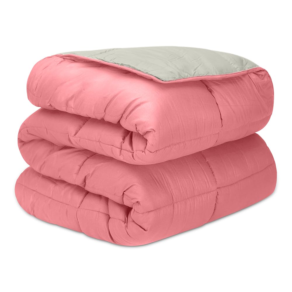 DECASATEXTIL -Edredon Nordico Bicolor Reversible - 400Gr/m2 - Cama 150/160 - Edredon Microfibra – Reversible- Suave, cómodo, Ligero y Transpirable – Rosa/Gris 260x240cm