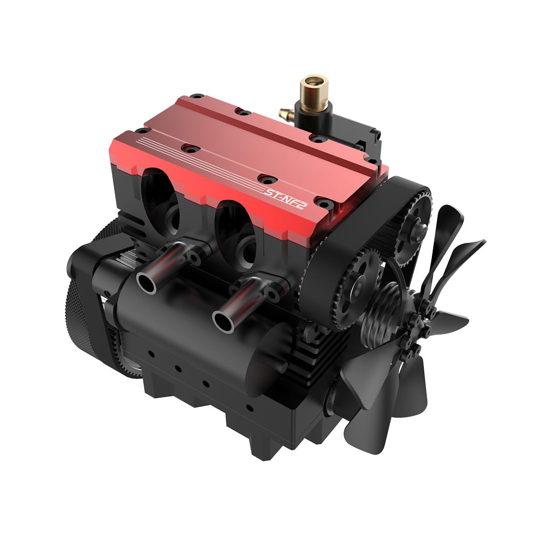 SEMTO ENGINE Metal Engine Kit, Build Your Own Visible Combustion Model Engine Kit for Adults Double-cylinder Four-stroke Motor - Red