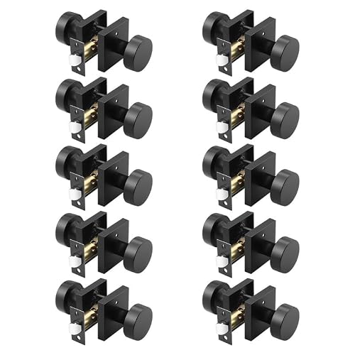 Probrico Black Door Knobs, Bedroom Door Locks, Interior Door Knobs with Lock, Privacy Door Handles, Keyless Door Locksets, Bathroom Door Handles, Square Rose, 10 Pack