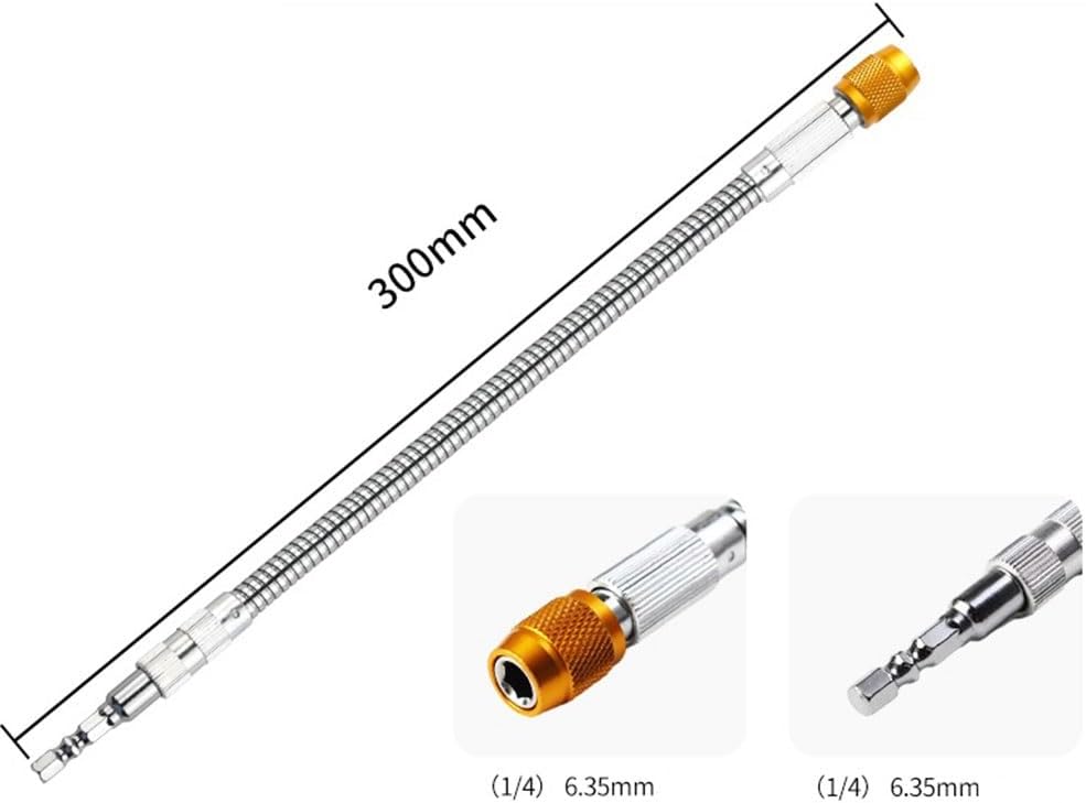 1PCS Drill Bit Extension, Electric Screwdriver Universal Soft Shaft Batch Head Sleeve Combination, Multifunctional Metal Connection Extension Rod Used for Automotive Electrical Maintenance(Yellow)