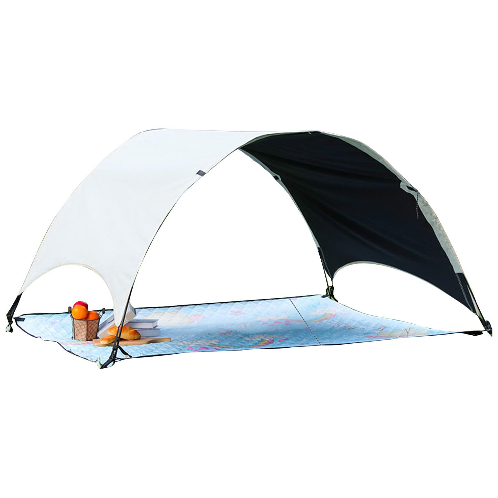 Abri de plage anti-UV UPF 50+ avec tapis pour camping et extérieur