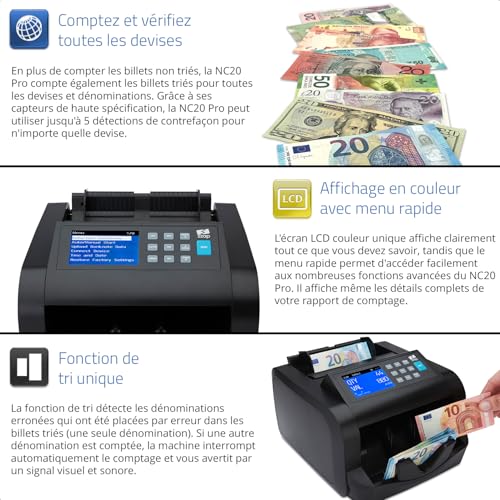 Machine à compter les billets ZZap NC20 Pro pour simplifier la clôture de caisse du soir