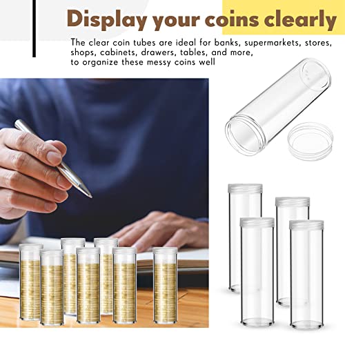Juego de 30 tubos transparentes para monedas con tapa giratoria miniatura 4