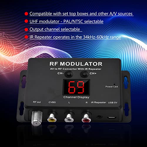 Modulador RF M60IR convertidor AV a RF con repetidor IR extensor de mando 5
