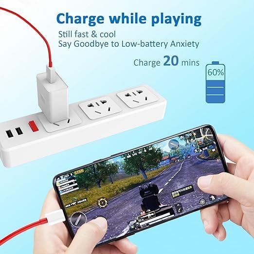 Image of Dash 30Wtt Adapter Compatible with oneplus 9|9 Pro 8|8 Pro|7 Pro|7T|7T Pro|7|6T|6|5T|5|3T|3|Nord N10 5G with SIX Months Replacement Warranty