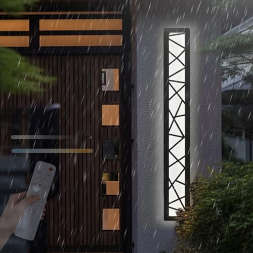 Applique murale LED extérieure rectangle noire lampe murale longue dimmable étanche IP65 60cm