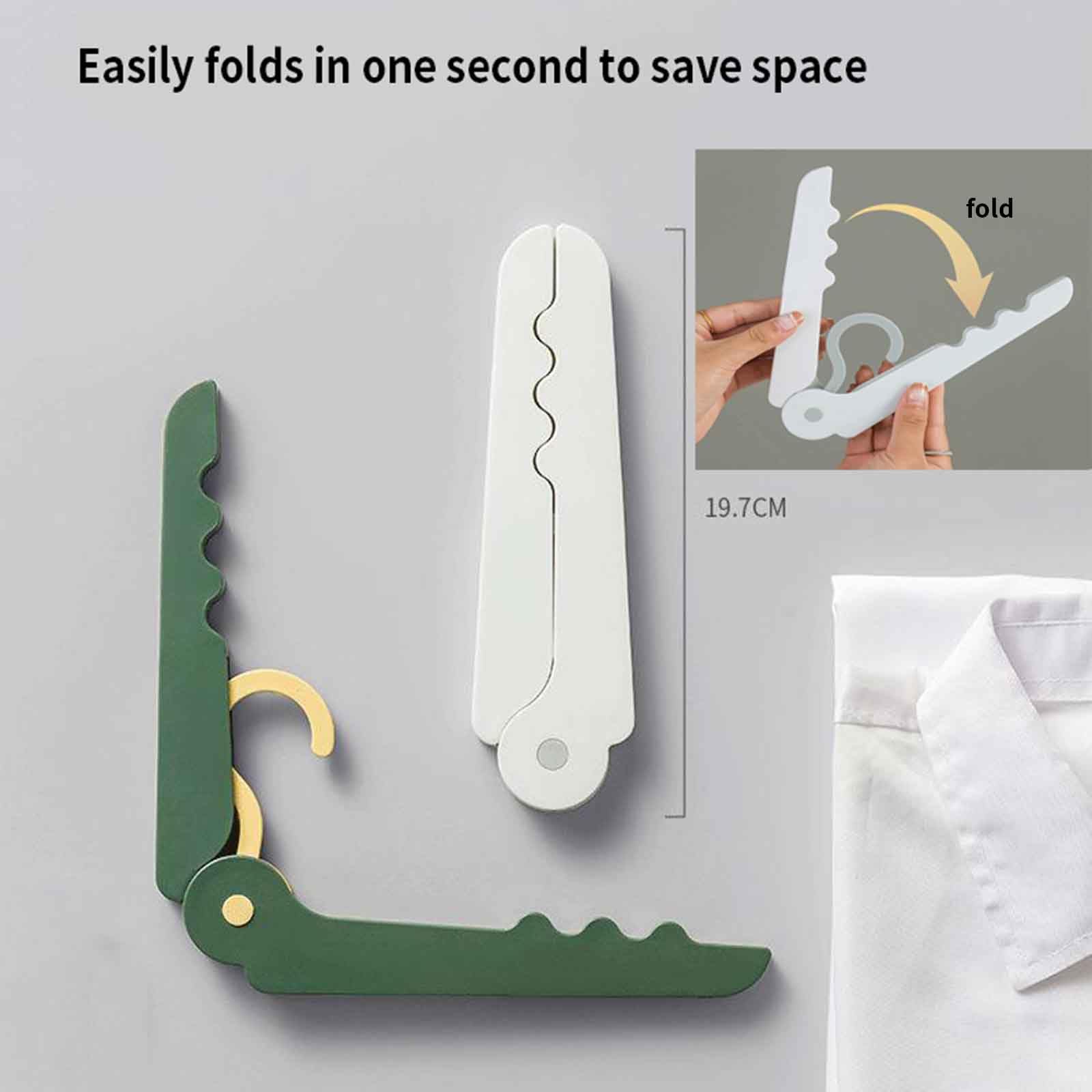 JUSHZ Platzsparende Kleiderbügel Hosenbügel Plastik Hangers Clothes Bügel Kleiderständer Aufbewahrungsregal Für Unterwäsche Socken Schlafsaal Faltbar Tragbar Reisen (White,35x6x1.6cm)