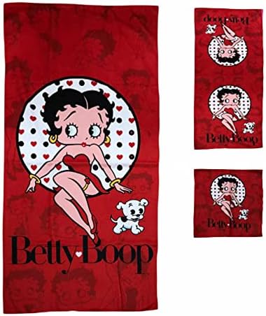 Betty Boop 3 Piece Bath Towel Set, Red - Mid-South Products