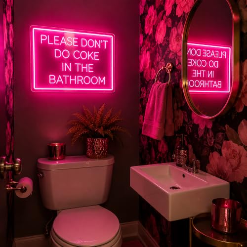 Image of Pink Neon Sign for Wall Decor Led Light Sign Neon Light for Room Party Home Wall Decor USB Powered - Bathroom