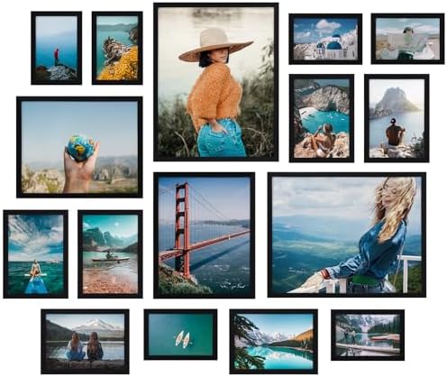 Giftgarden 16 Pack Black Picture Frames for Multi Sizes Photos, A...