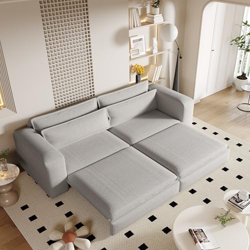 WHMAIYS 93" 3-in-1 Deep Seat Loveseat Sofa Bed, Compressed Pull-Out