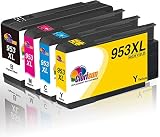 Clorisun 953 XL 953XL Cartouche d'encre pour HP 953XL 953 XL Cartouches pour HP Officejet Pro 7740 8730 7720 pour HP 7740 7720 8730 7730 8710 8715 8210 8218 8725 8718 8720 8740 Noir Cyan Magenta Jaune