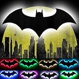 LED Bat Night Light Superhero Cool Signal Lamp with 16 Colors Remote Control Wall Sconce Acrylic Engraved Neon Sign LightDecor for Bedroom Party Room Wall (Black)