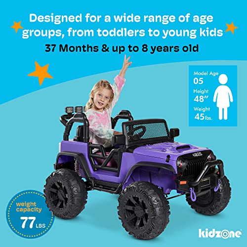 Kidzone 2 Seater Kids Large Ride On Truck 12V Battery Powered Electric Vehicle Toy Car with Parent Remote Control, Double Doors, Safety Belt, LED Lights, MP3 Music, DIY License Plate - Black