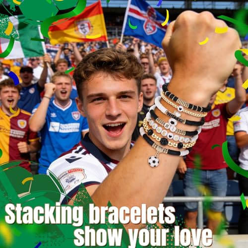 image for FBBP World Cup Bracelets for Women Men, Stackable Soccer Football Bead