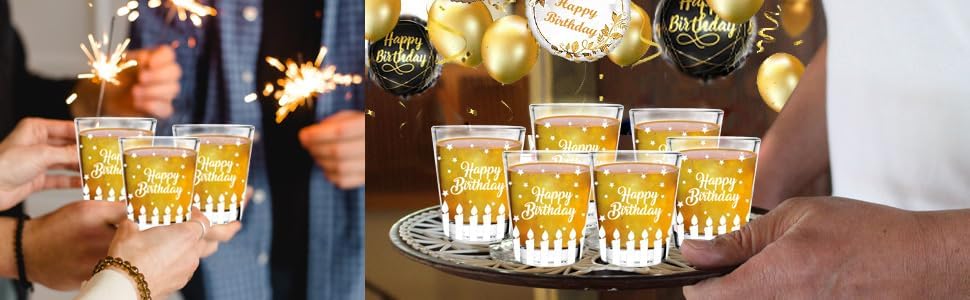 Miniatura 6 de Vasos de chupito de cumpleaños, regalos de feliz cumpleaños para mujeres y hombres, juego de 6 vasos de chupito de 2 onzas, con caja de regalo