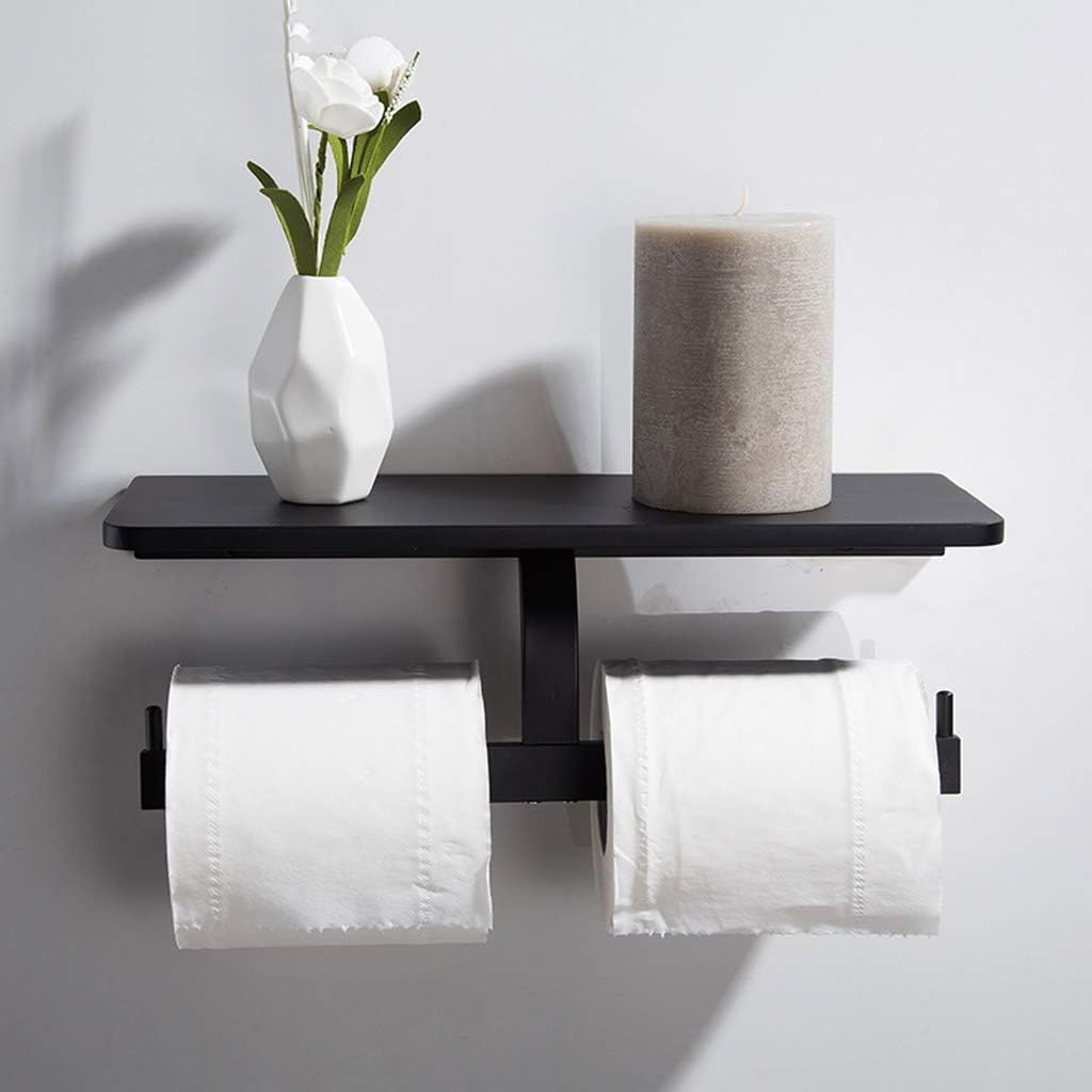 GeRRiT Toilet Paper Storage, Toilet Paper Holder- Toilet Paper Holder with Mobile Phone Bathroom Holder Black