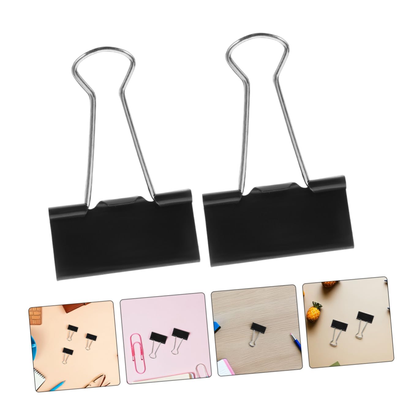 SHINEOFI 60 piezas Clips de Carpeta Negros Clips Metálicos Reutilizables para Oficina Sujeción Fuerte para Facturas y Archivos Multifucción para Papelería y Organización