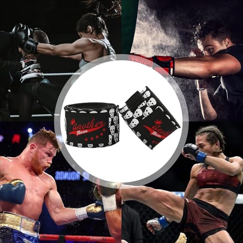 Vendas de boxeo con estampado de calavera para artes marciales mixtas, 10 pies, equipo de protección elástico para Muay Thai, artes marciales mixtas y boxeo, competición de entrenamiento deportivo - imagen 4