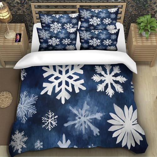 Parure de lit flocon de neige housse de couette microfibre respirante 1 place - 5