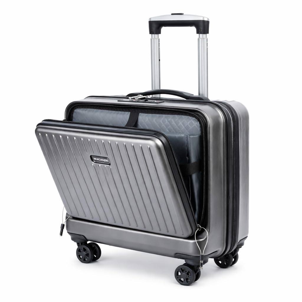 wacambi Lite Go Cabin Overnighter Trolley Bag Small Size Polycarbonate 18inch 45cms with 16inch Laptop Compartment Suitcase for Flight Travel Suitable for Men, Women,Boys and Girls (Slate Grey)-picture-37
