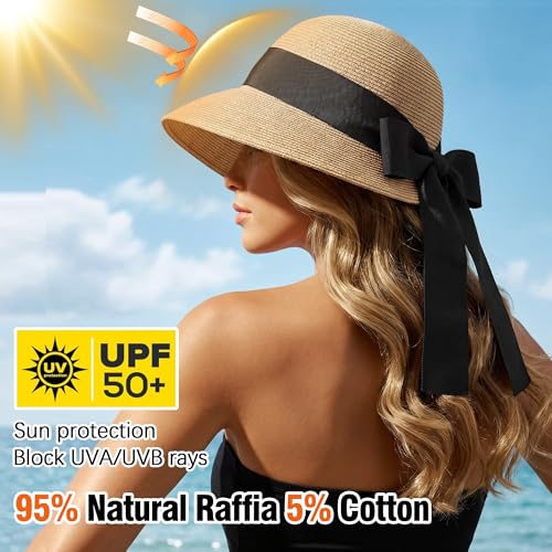Sombrero de rafia con cinta ancha para mujer miniatura 3