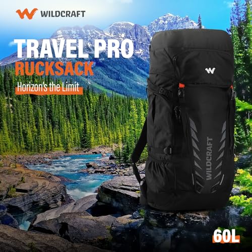Image of Wildcraft 60 Litre Travel Pro Rucksack Travel Backpack for Mens & Womens - Blue | Unisex Travel Backpack Bag for Trekking & Hiking | Lightweight, Waterproof Travel Backpack