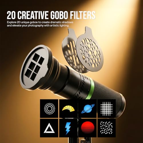 Image of HIFFIN G-Flash PRO RGB Photography Flashlight Portable Video Light 30W LED Spotlight 5000mAh Battery 4 Color Modes (Red /Blue /Warm /Yellow) CRI95+ Active Cooling Fan USB-C Charging for Videography