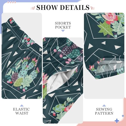ZZXXB Succulent Cactus and Geometry Boys Long Pants Soft Trousers Elastic Waist Kids Lounge Bottoms with Pockets S-XL4