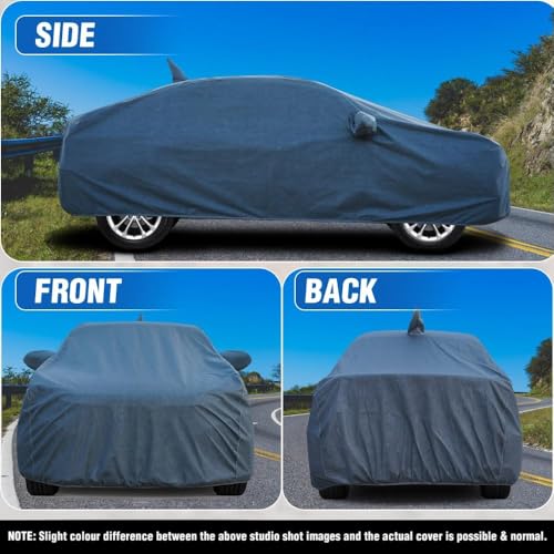 Image of for Nissan Magnite 100% Waterproof Car Cover for All Weather Protection with Mirror Pockets, Soft Cotton Lining, Triple Stitched with Adjustable Belt Bottom Elastic to Secure Fit