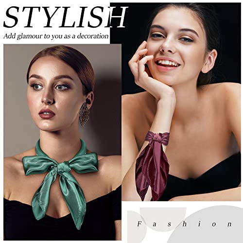 16 Pieces 35 Inch Satin Hair Scarf Women Silk Head Neck Scarf Bulk Large Square for Sleeping Solid Color Lightweight Hair Wrapping at Night4