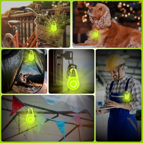 LED Blinklicht Sicherheitslicht IP68 Wasserdicht USB Aufladbar Sicherheit Licht für Kinder Schulranzen Nachtläufer Bergsteiger Hunde Leuchtanhänger Clip Dauerlicht und Blinklicht 2er (Grun)