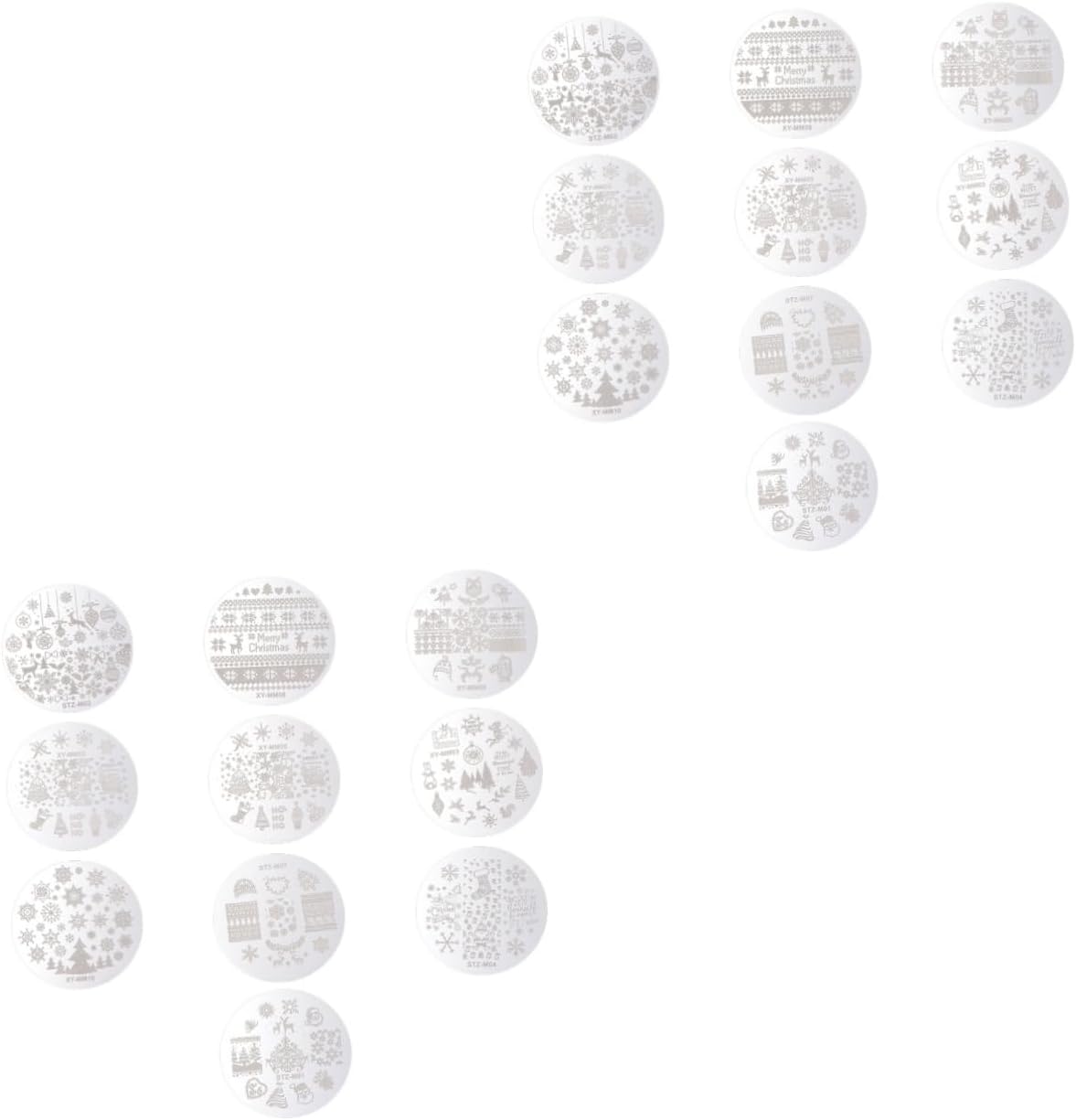 FRCOLOR 20Pcs Christmas Stamp Template Nail Art Kit Nail Manicure Kit Nail Stamp Steel Nail Stencil Plates Reindeer Nail Template DIY Nail Stamping Christmas Nail Plate Stamping