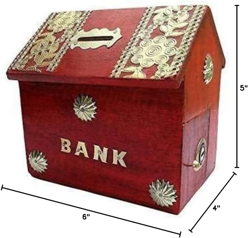 Wooden Piggy Bank for Kids Boys Girls Money Bank Hut Shape/Personalized Saving Coin Bank, Perfect Christmas,Birthday Gift for Kids Adults and Home Decoration