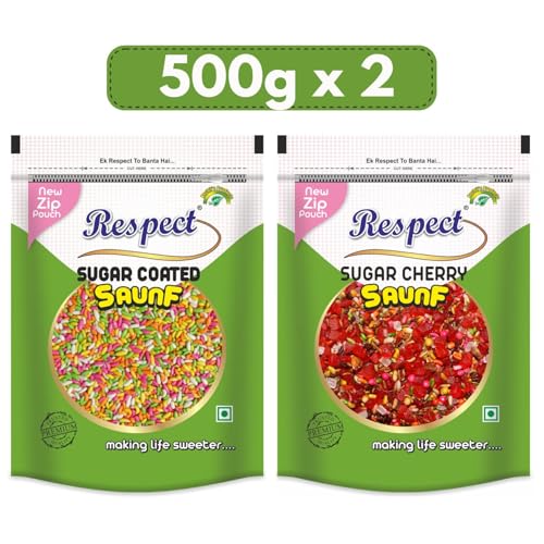 Image of RESPECT Sugar Coated Saunf Mix 500g & Sweet Cherry Mix 500g | Combo Mouth Freshener (1kg)
