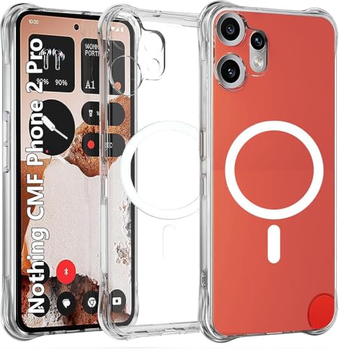 Image of Magnetic Case for CMF Phone 2 Pro 5G Compatible with MagSafe, Shockproof Phone Bumper Cover, Anti-Scratch Clear Back (Clear) Plastic