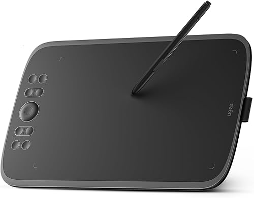 UGEE Upgrade M908 10x6.25Drawing Tablet,Graphics Tablet with 8 Hot Keys & Scroll Wheel,Battery Free Stylus of 16K Levels Pressure Sensitivity
