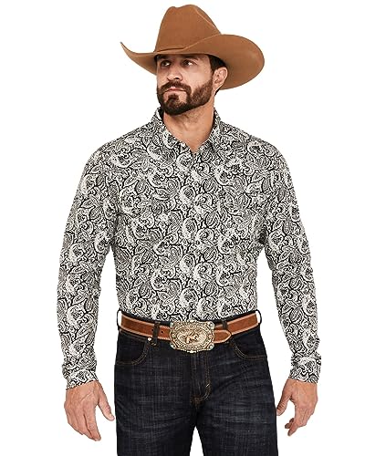 Cody James Men's Mamba Paisley Print Long Sleeve Western Snap Shirt - Cjsu23w12-Blk
