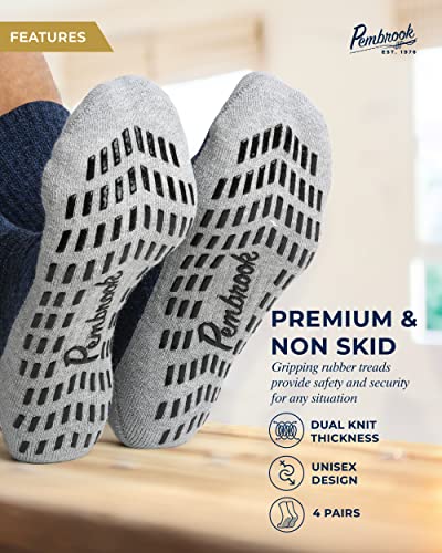 Pembrook 4 Pairs Crew Non Slip Socks - Gripper Socks For Men Women Husband Dad | Grip Socks Men | Non Slip Socks Men | Non Skid Socks For Men #TOP1
