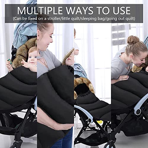 Meiry Stroller Footmuff Universal Baby Bunting Bags（Delivered In 14 Days）, Winter Thicken Warm Pram Footmuffs, Baby Swaddle Blanket, Weatherproof Sleeping Bag For Pushchairs, 0-36 Months (Black) #TOP3