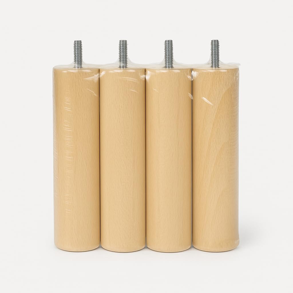 La Fabrique de Pieds Set di 4 Gambe per Letto, Legno, Verniciato Chiaro, 25 x 6 x 6 cm