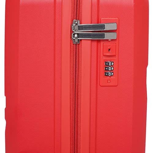 Image of SWISS MILITARY Star Luggage Bag, Textured Hard-Sided Trolley Bag, Cabin Luggage, Overnighter Trolley Bags|Durable ABS Body, Ergonomic 360 Rotatable Wheels, TSA Lock, 20 inches, Red, 1
