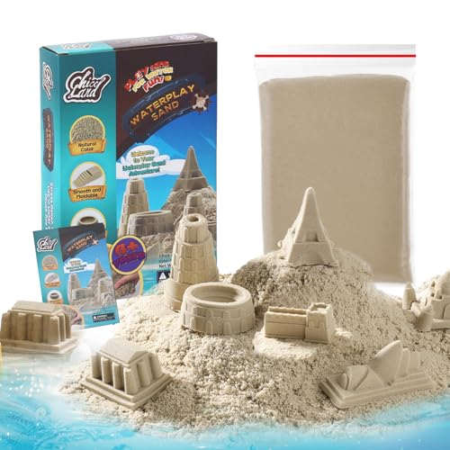 Chico Land Waterplay & Sensory Play Sand - 2.2lb Moldable, Non-Toxic Sand for Kids Ages 4+, for Indoor/Outdoor Sandbox, Water Table & Sensory Play, Mess-Free, Easy Clean, Resealable Bag