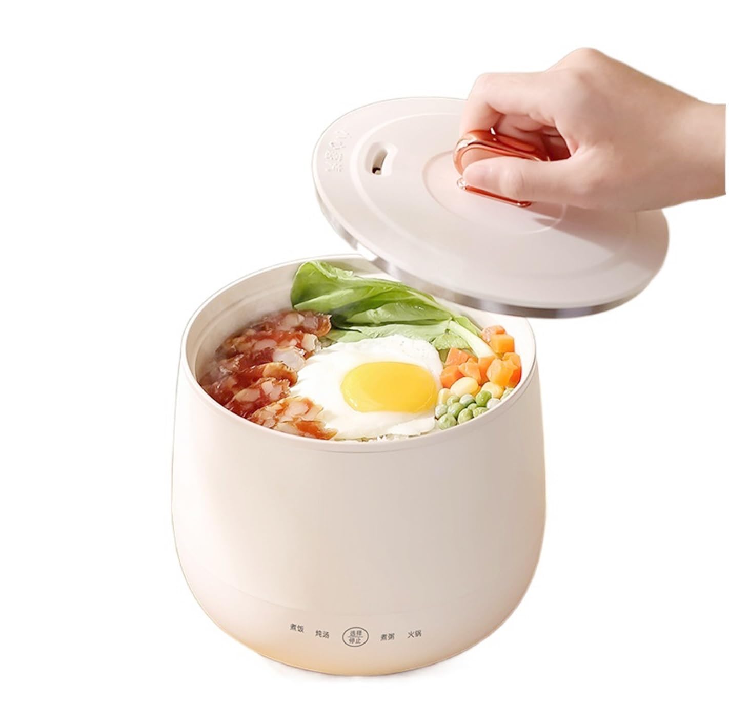 ZHANGMIN Mini Arrocera De 1,8 litros, Arrocera Eléctrica con Olla De Cerámica Antiadherente, Funcionamiento con Un Solo Toque, Perfecta For 1-2 Personas, 220-240V