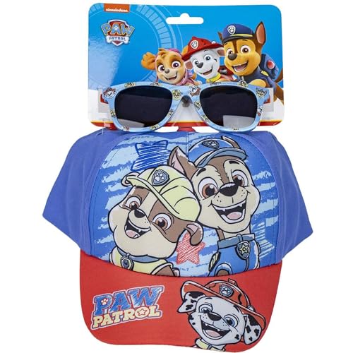 Set Gorra y Gafas de Sol de La Patrulla Canina - Color Azul y Marrón - Protección UV 400 y Filtro de Categoría 3 - Gorra Infantil con Velcro Ajustable - Producto Original Diseñado en España